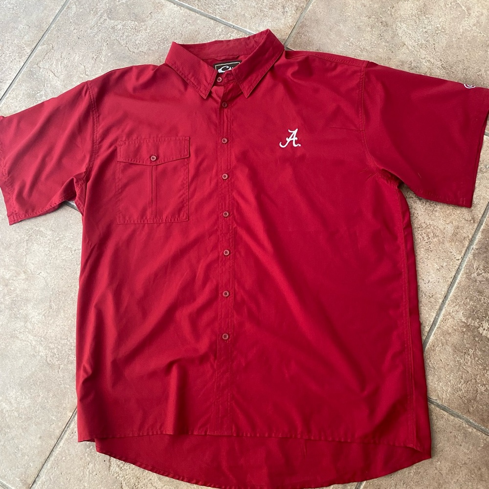 Drake University of Alabama Red Casual Button-Down Shirt